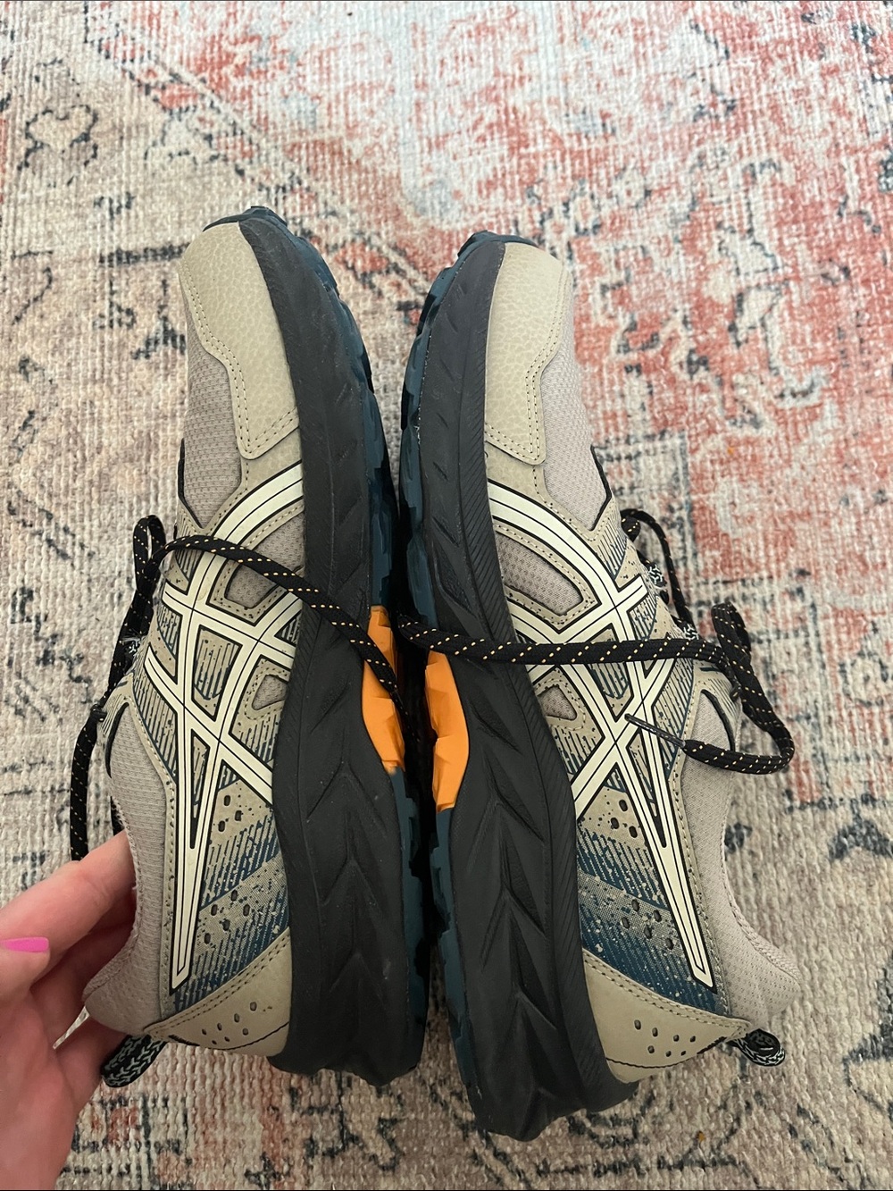 Asics Women’s Ortholite Trail Sneakers in Beige, Black, Navy and Orange Accent - Picture 3 of 4